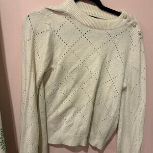 White Sweater with Pearl Beading